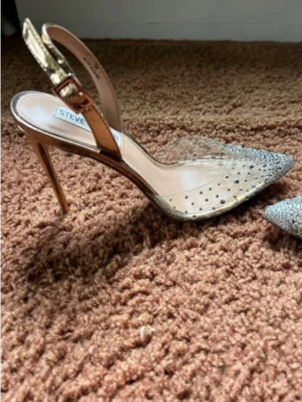 Steve Madden RECORD rose gold rhinestone slingback heels - Picture 3 of 5